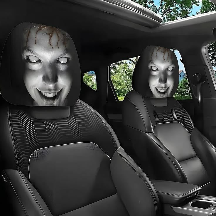 Horror Face Car Headrest Covers